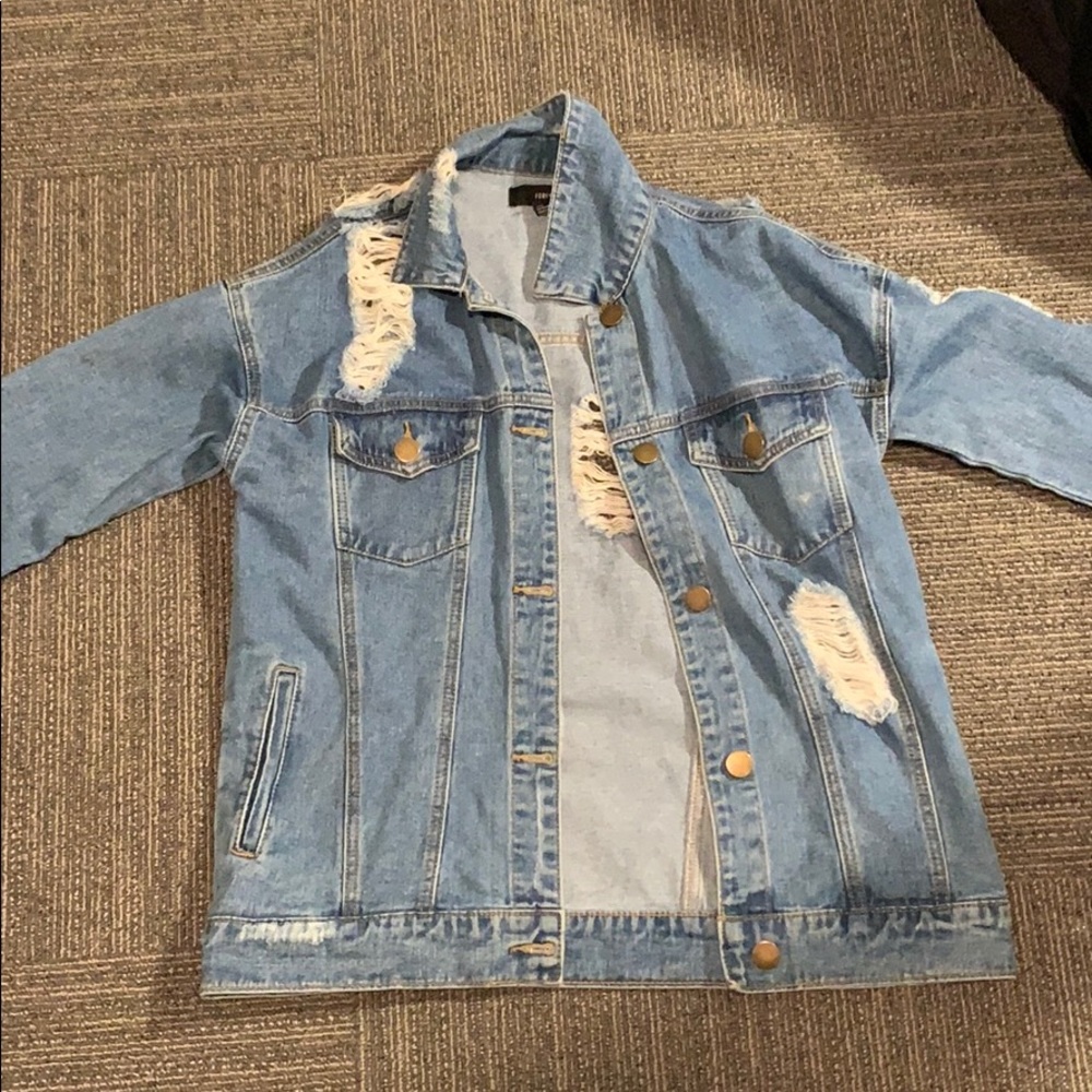Distressed jean jacket